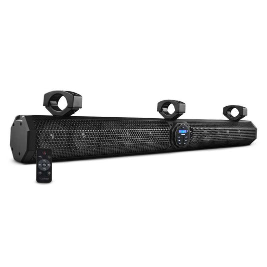 DS18 SB37BTX amplified soundbar with clamp mounting hardware