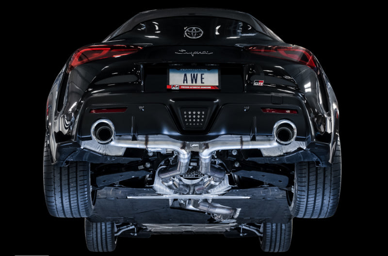 AWE Tuning 2020 Toyota Supra A90 Track Edition Exhaust - 5in Chrome Silver Tips