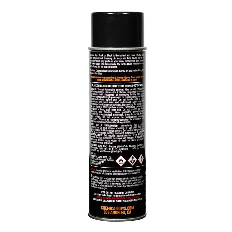 Chemical Guys Black on Black Instant Trim Shine Spray Dressing - 11oz (Aerosol) (Case of 6)