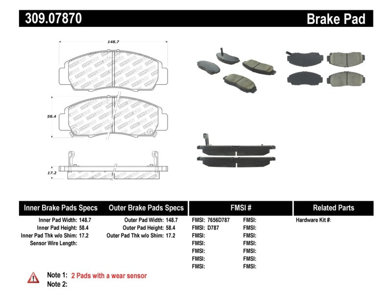 StopTech Performance 04-09 Acura TSX / 09 Accord V6 Coupe ONLY Front Brake Pads