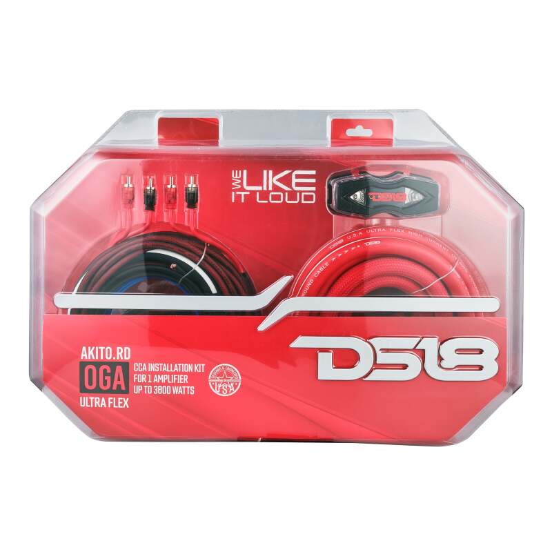 DS18 0-GA Amplifier Install Kit Advance- Red