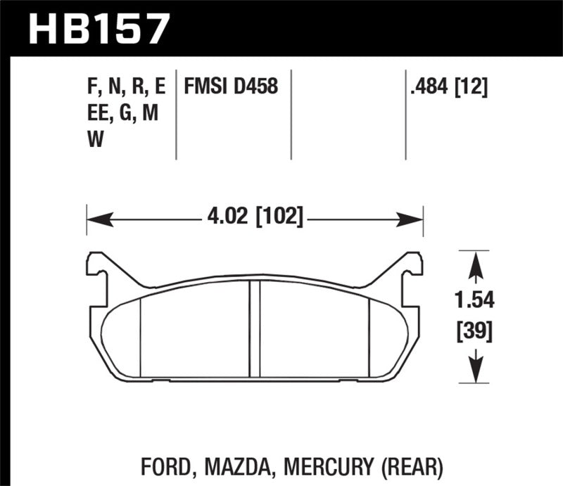 Hawk 94-96 Ford Escort GT/Mercury Tracer HPS 5.0 Rear Brake Pads