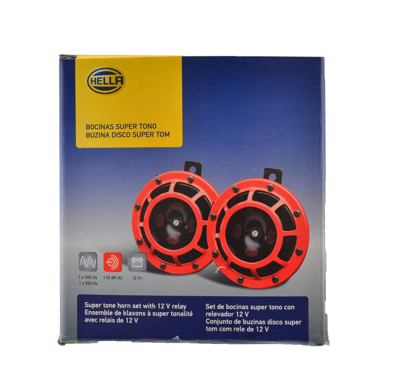 Hella Supertone Horn Kit 12V 300/500HZ Red (003399803 = 003399801)