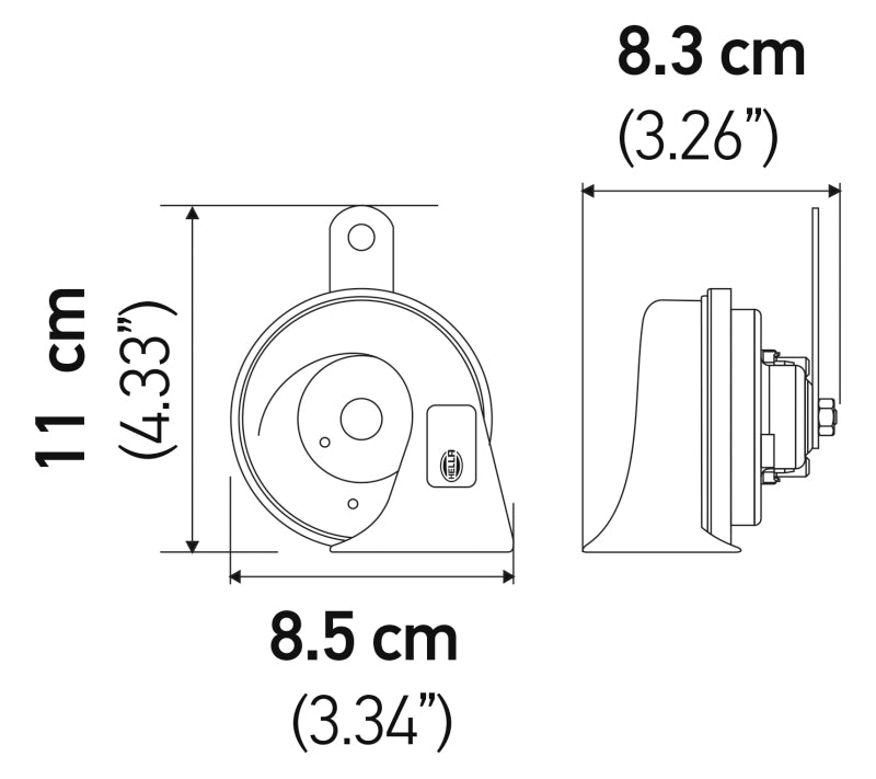 Hella Twin Trumpet Horn Kit 12V 400/500Hz (007424804 = 007424801)