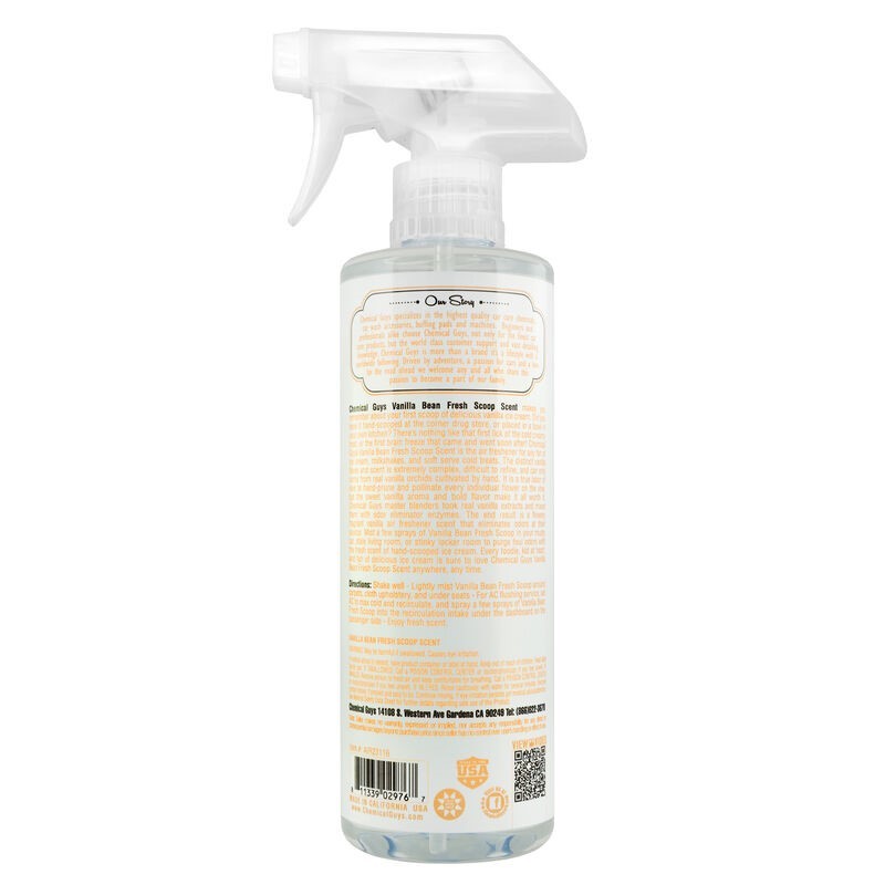 Chemical Guys Vanilla Bean Air Freshener & Odor Eliminator - 16oz (Case of 6)