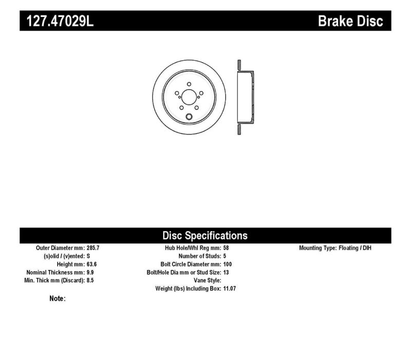 StopTech 08-10 Impreza WRX (Exc STi)/08-10 Impreza Coupe/Sedan Slotted & Drilled Left Rear Rotor