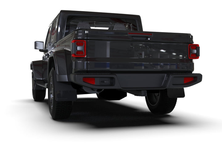 Rally Armor 19-24 Jeep JT Gladiator (Mojave/Rubicon) Black Mud Flap w/Metallic Black Logo