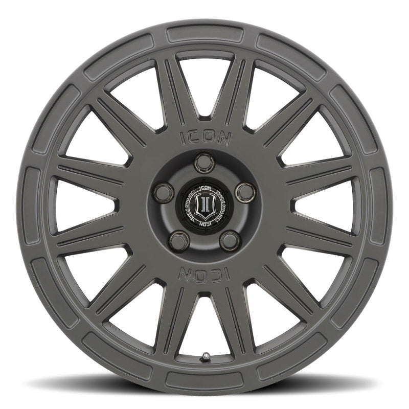 ICON Ricochet 17x8 5x4.5 38mm Offset 6in BS Satin Black Wheel