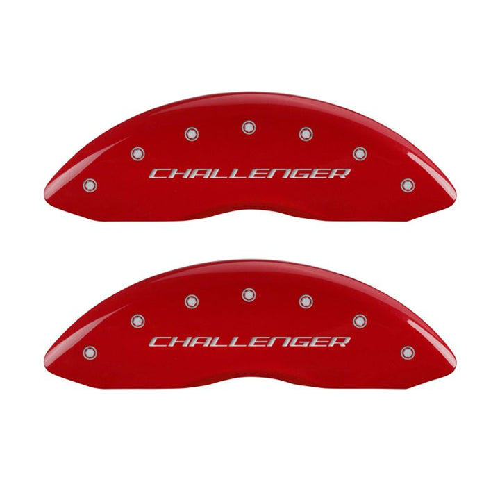 MGP 4 Caliper Covers Engraved Front & Rear Block/Challenger Red finish silver ch