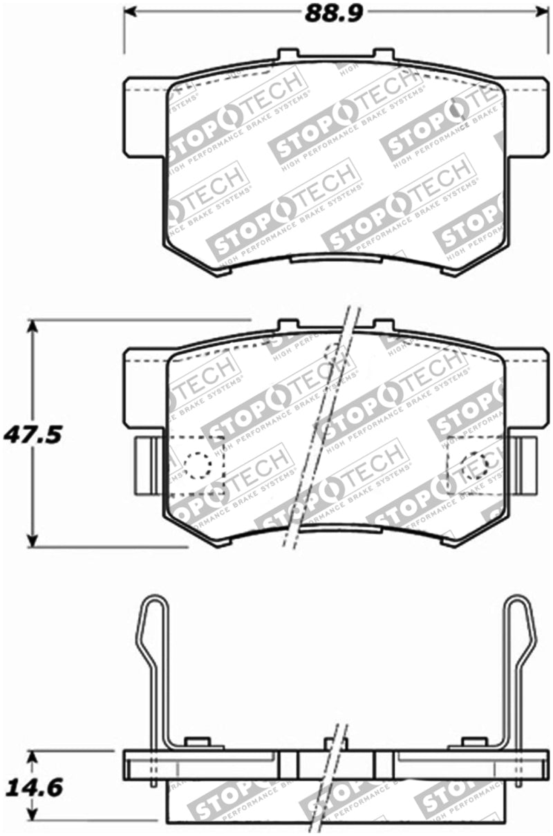 StopTech Performance 00-09 Honda S2000 / 92-07 Accord / 04-10 Acura TSX / 02-06 RSX Rear Brake Pads