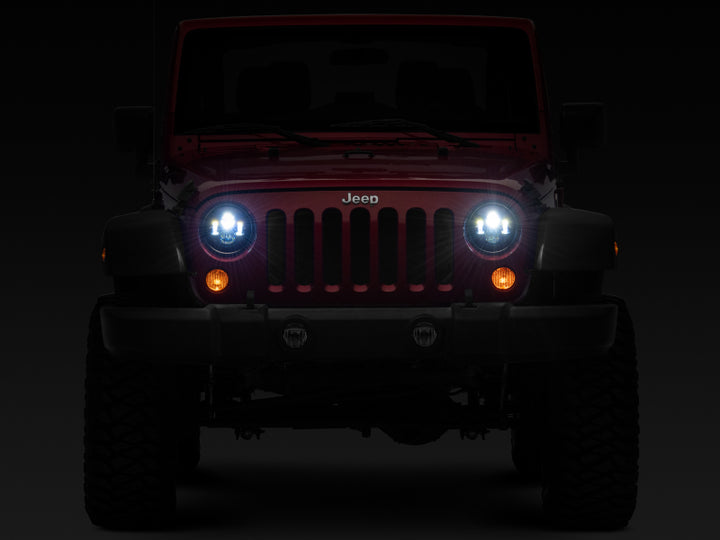 Raxiom 97-18 Jeep Wrangler TJ/JK Axial Series LED Daymaker Headlights- Black Housing (Clear Lens)