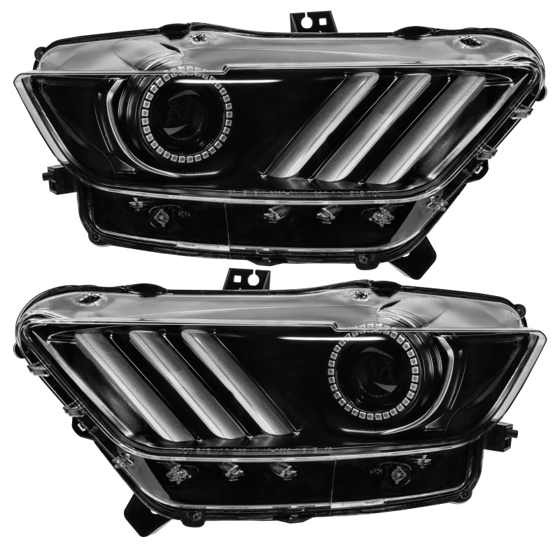 Oracle 15-17 Ford Mustang Dynamic RGB+A Pre-Assembled Headlights - Black Edition - SEE WARRANTY