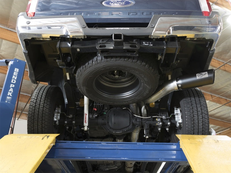 aFe ATLAS 5in DPF-Back Alum Steel Exhaust System w/Black Tip 2017 Ford Diesel Trucks V8-6.7L (td)