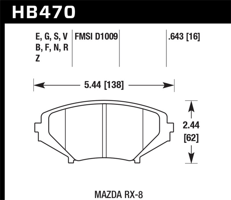 Hawk 2004-2011 Mazda RX-8 Grand Touring HPS 5.0 Front Brake Pads