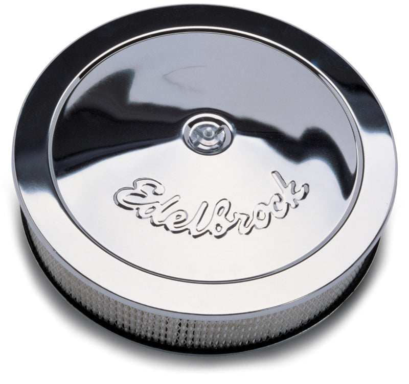 Edelbrock Air Cleaner Pro-Flo Series Round Steel Top Paper Element 14In Dia X 3 313In Chrome