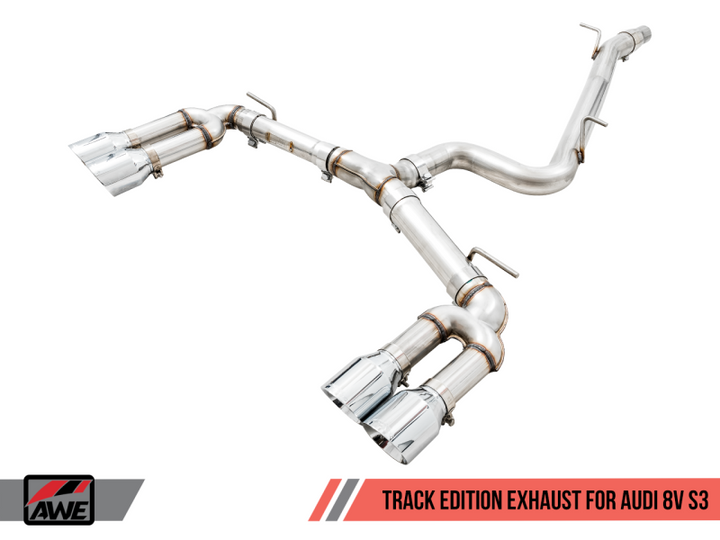 AWE Tuning Audi 8V S3 Track Edition Exhaust w/Chrome Silver Tips 102mm