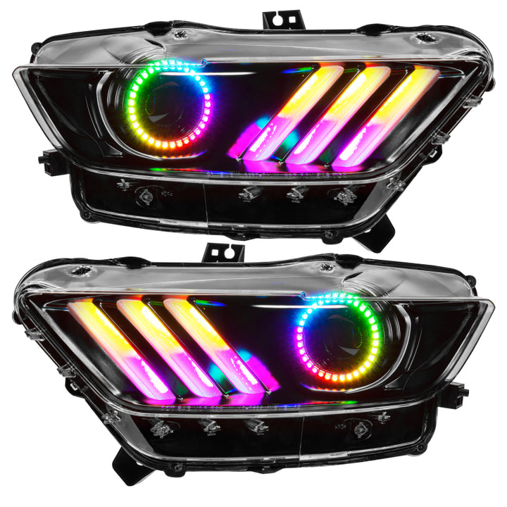 Oracle 15-17 Ford Mustang Dynamic RGB+A Pre-Assembled Headlights - Black Edition - SEE WARRANTY