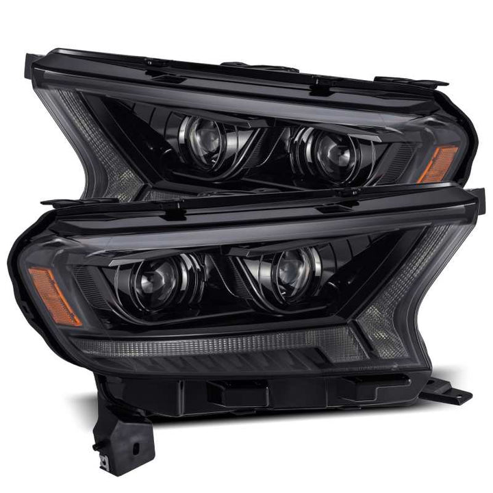 AlphaRex 19-21 Ford Ranger LUXX LED Proj Headlights Plank Style Alpha Black w/Seq Signal/DRL