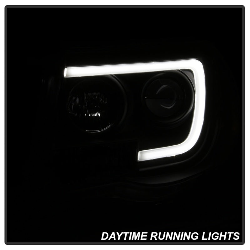 Spyder 05-11 Toyota Tacoma Ver 2 Proj Headlights - Light Bar DRL - Black Smoke PRO-YD-TT05V2-LB-BSM