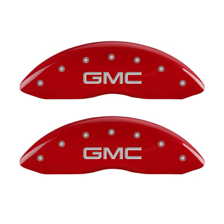 MGP 4 Caliper Covers Engraved Front & Rear GMC Red finish silver ch