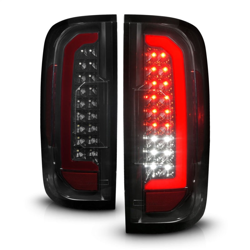 ANZO 15-21 Chevrolet Colorado Full LED Tail Lights w/ Red Lightbar Black Housing Smoke Lens