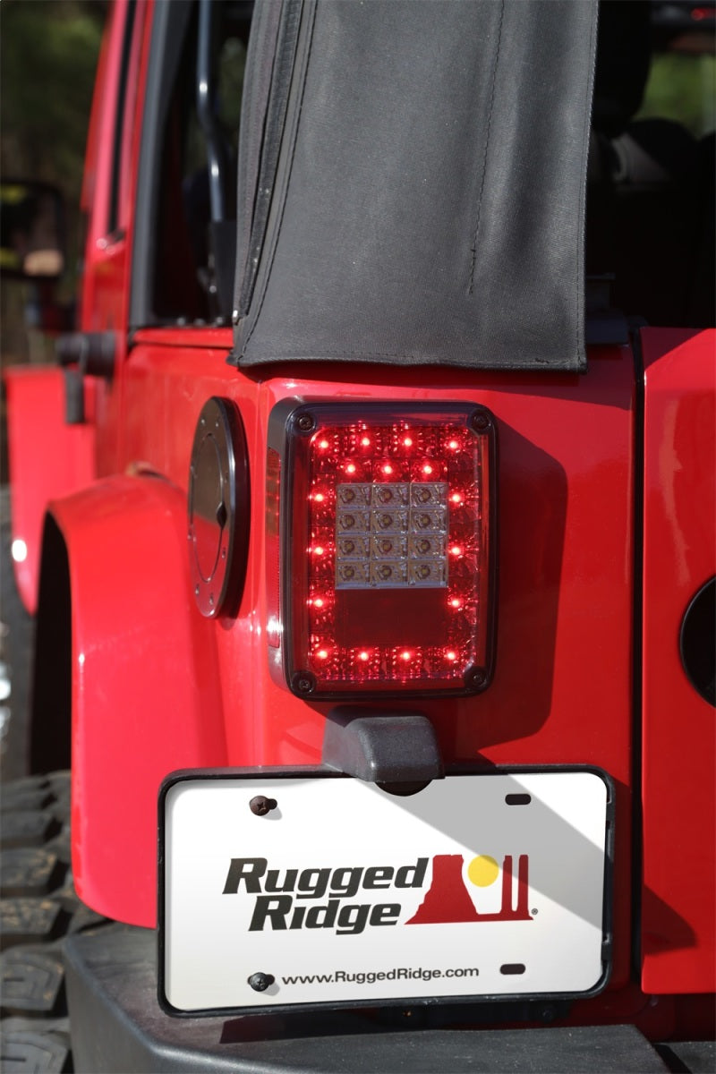Rugged Ridge Led Tail Light Set Smoke 07-18 Jeep Wrangler