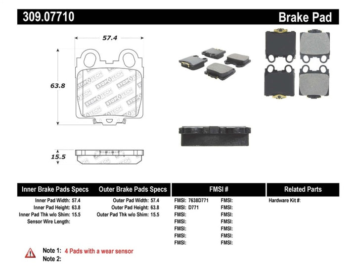 StopTech Performance 98-05 Lexus GS 300/350/400/430/450H / 00-05 IS250/300/350 Rear Brake Pads
