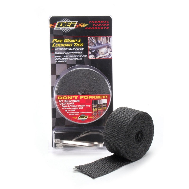 DEI Exhaust Wrap Kit - Pipe Wrap and Locking Tie - Black