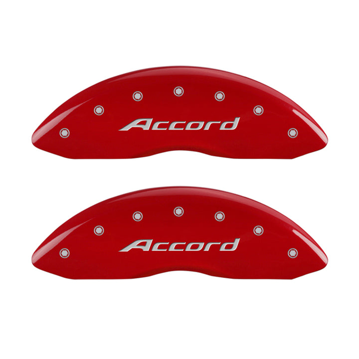 MGP 4 Caliper Covers Engraved Front Accord Engraved Rear Accord Red finish silver ch